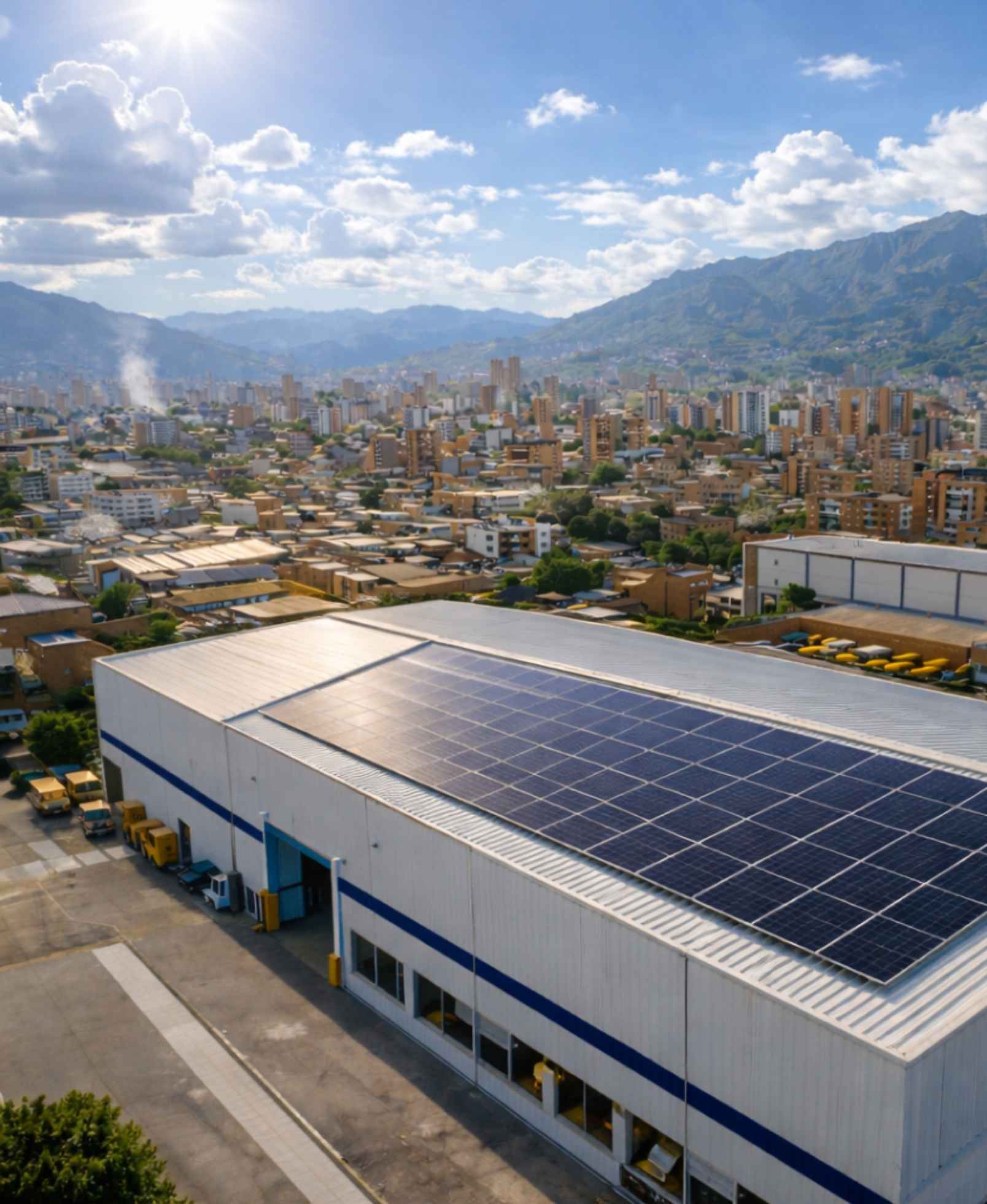 Gran proyecto empresarial de energía solar ENER en Colombia, diseñado para máxima eficiencia.